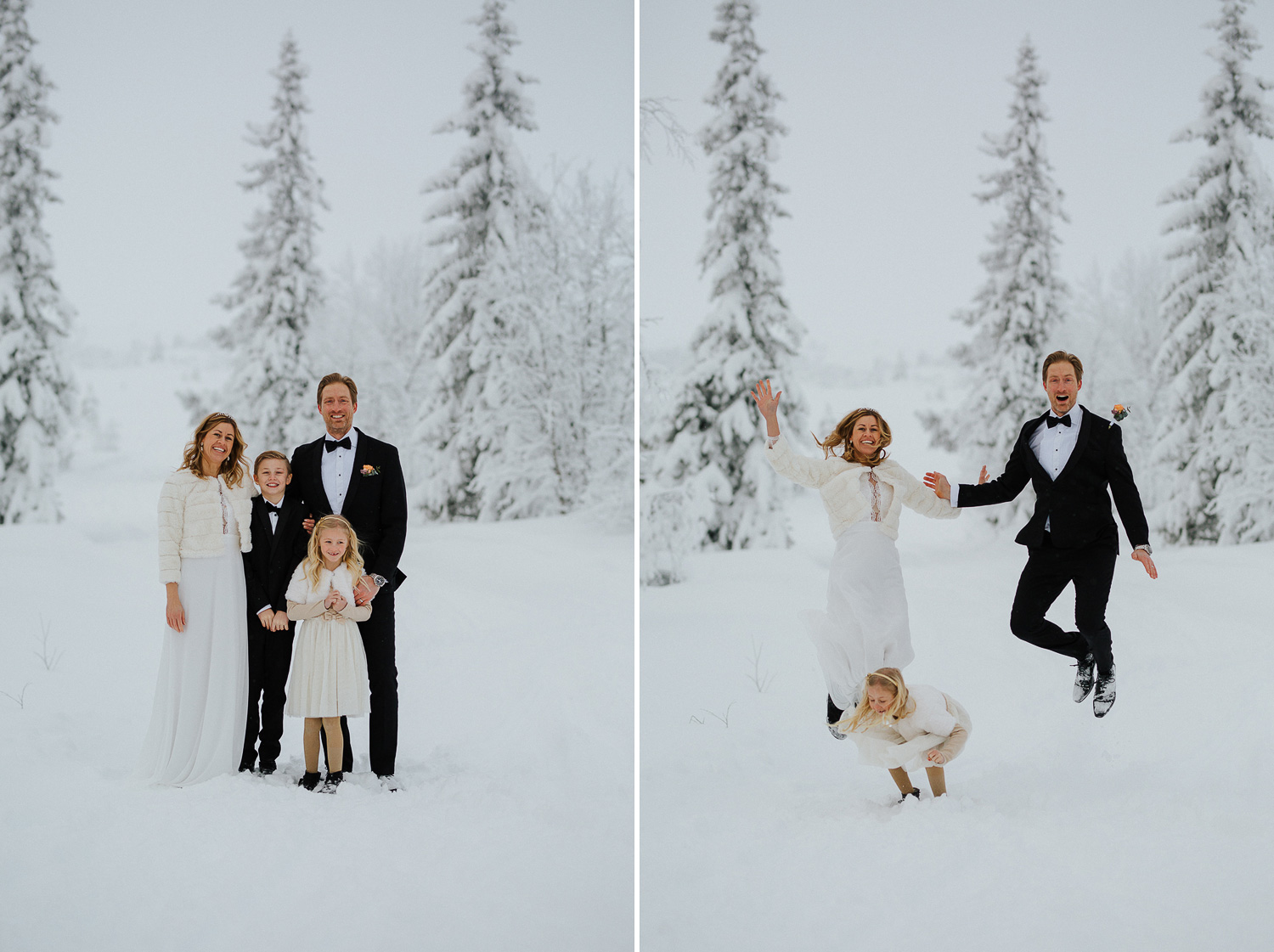 Vinterbröllop Klövsjö kyrka Bröllopsfotograf Yohanna Mårtensson